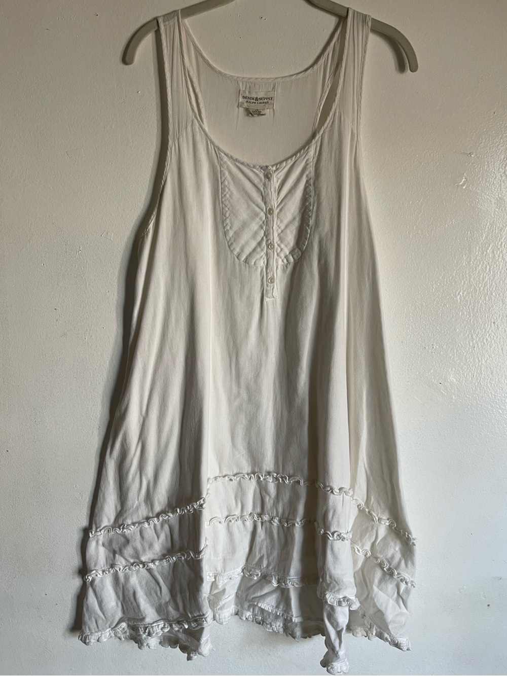 Denim & Supply Ralph Lauren 100% White Cotton Romantic Cottagecore Coastal Dress